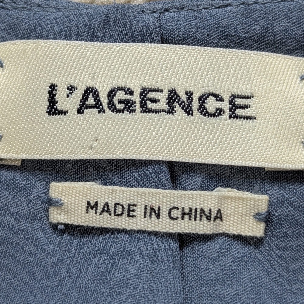 L'Agence Gia Blue Silk V Neck Snap Back Wrap Blouse S - Picture 10 of 12
